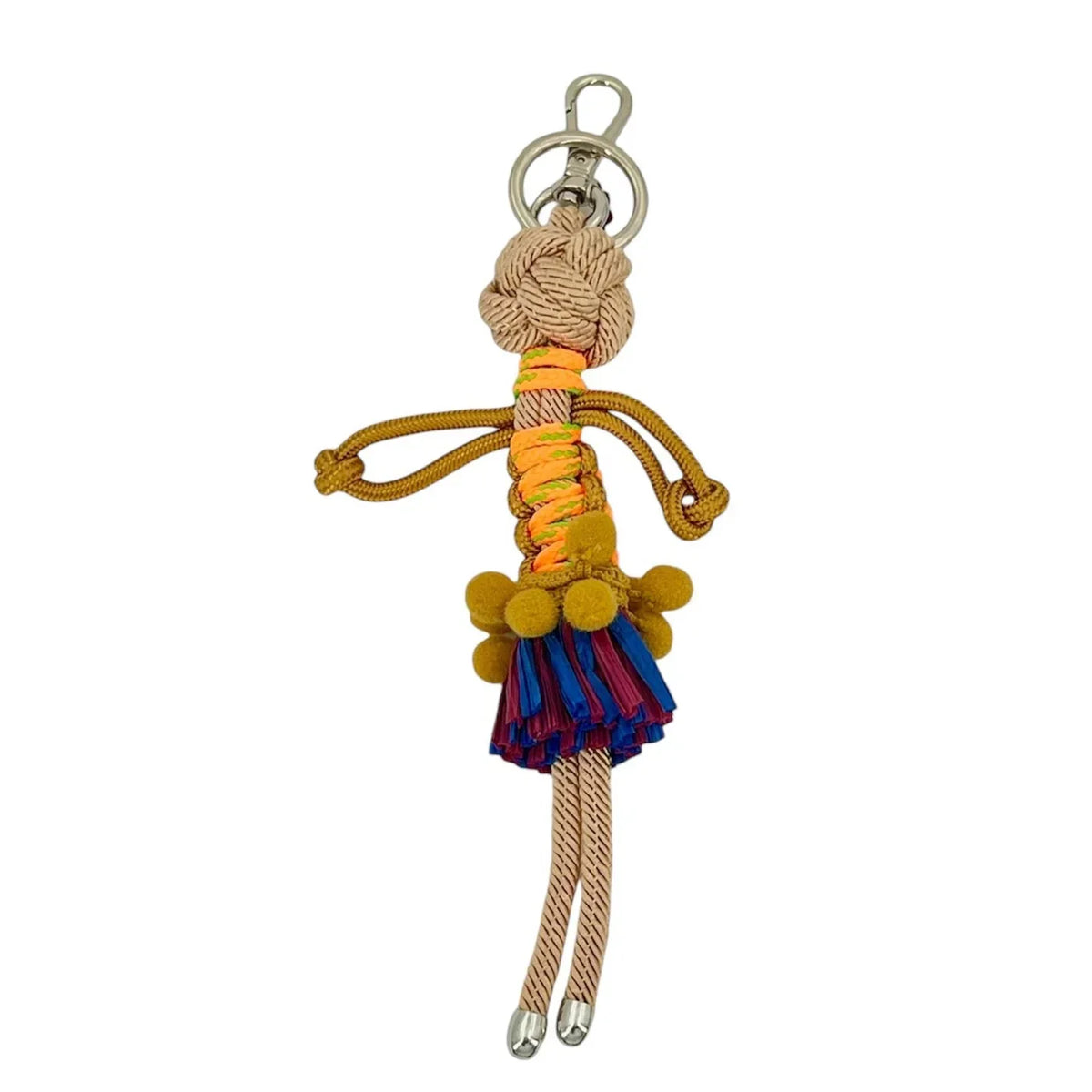 MY BOB Hema Keyring – handmade macramé bag accessory inspired by travel and vibrant stories. Crafted in Italy, 23 cm long, with boho hippie-chic style. Packaged in a soft cotton bag.