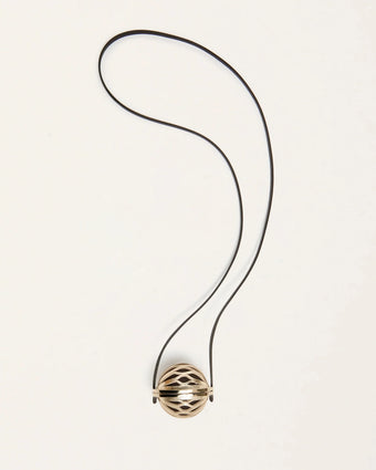 Selene Mirror Necklace by SO-LE STUDIO handcrafted in Italy from leather and gold-coated brass