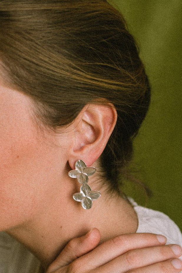 Handcrafted Bouquet Hydrangea Earrings by Atelier Margaux Toussaint from the House of Woven Stories selection