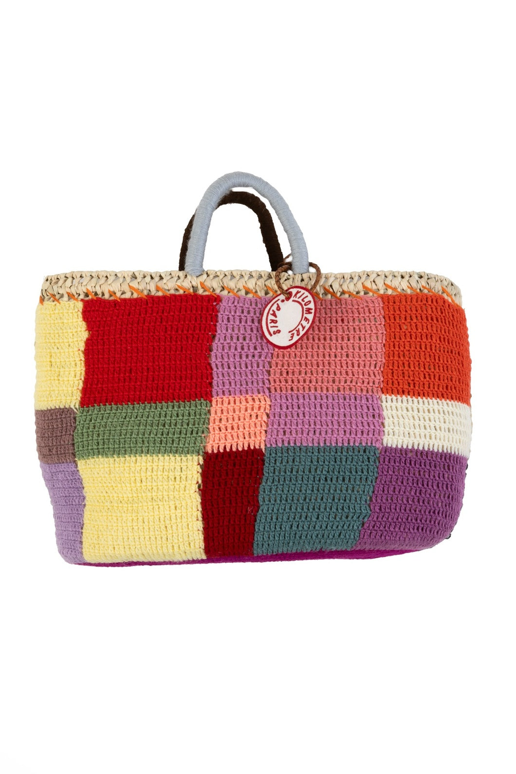 Rothko on the Rocks basket bag by Kilometre Paris, curated by House of Woven Stories, featuring bold multicolour embroidery on handwoven straw, inspired by art, craftsmanship, and creative travel.
