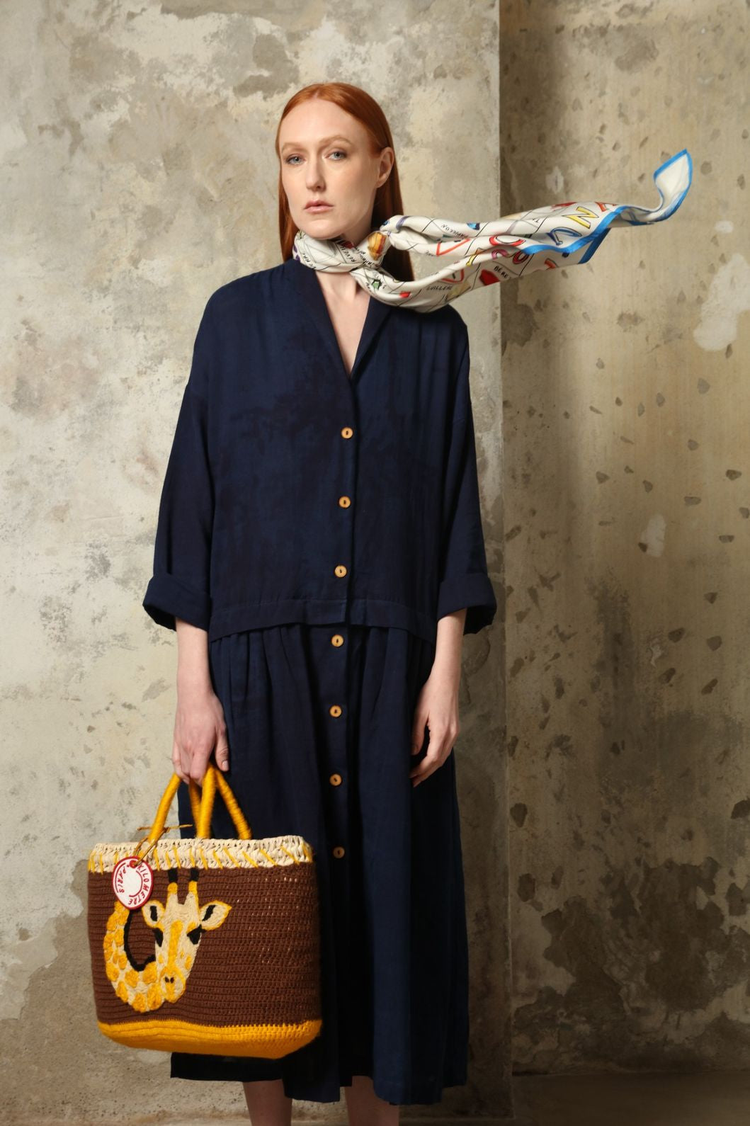 Indigo Marie Dress by House of Nomad Stories, crafted from 100% cotton and hand-dyed with natural indigo in India, featuring a fluid silhouette and unique variations created by the artisanal dyeing process.