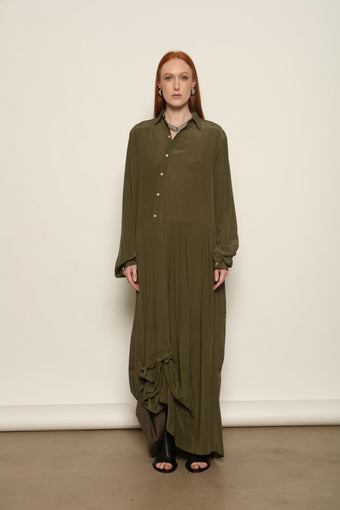 Tina Silk Dress by Maison Jejia in 100% silk, featuring a fluid drape and softly flowing silhouette.
