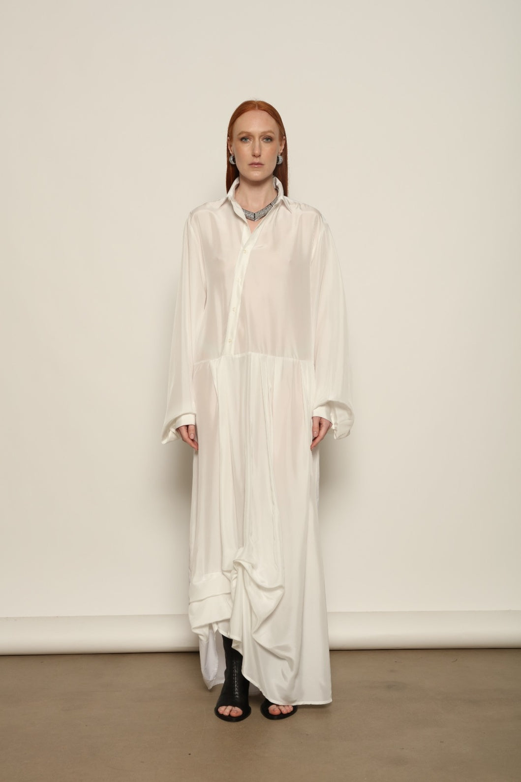 Tina Silk Dress by Maison Jejia in lightweight silk with an airy, elegant feel.