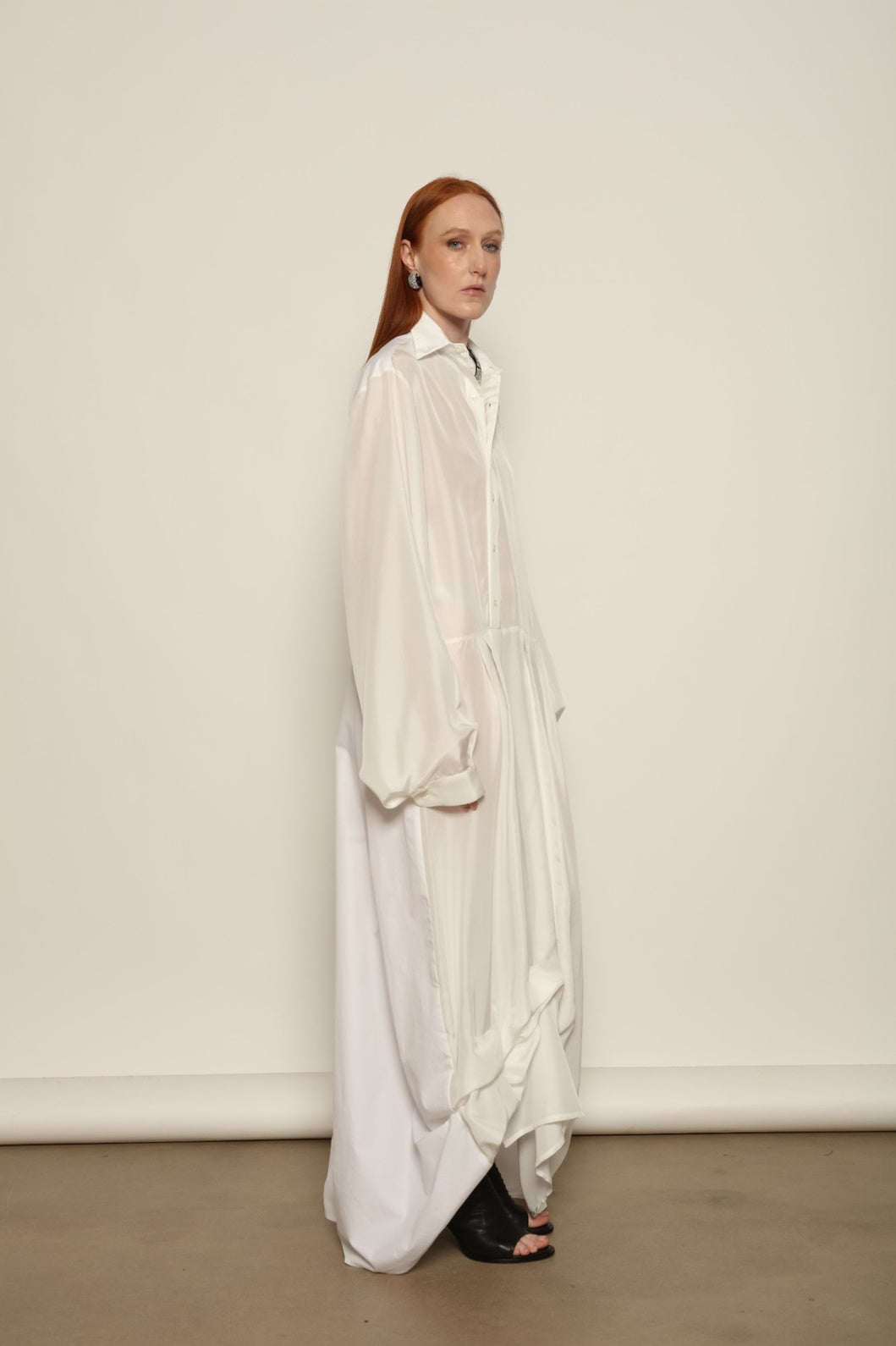 Tina Silk Dress by Maison Jejia defined by refined proportions and a softly draped silhouette.