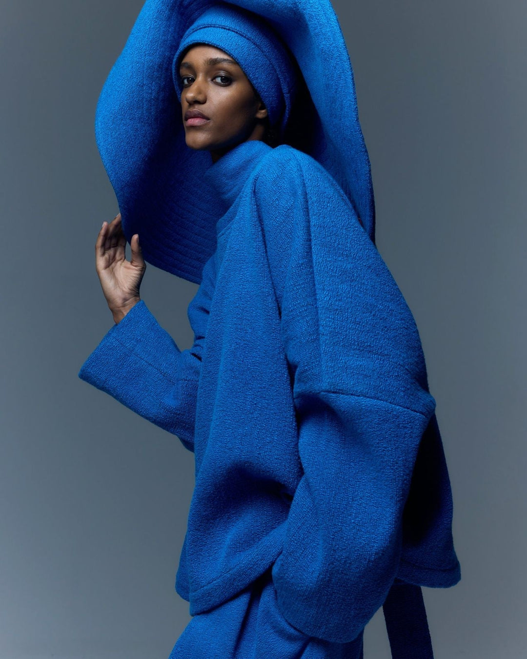 French Blue Bouclé Sweater by Marrakshi Life with a relaxed fit designed for comfort and effortless layering.
