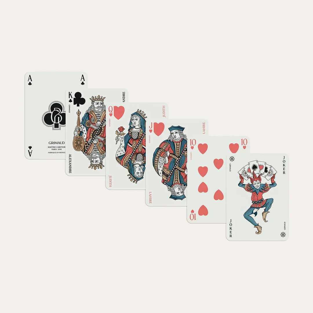 N°200 Cartes à Jouer by Grimaud Paris from the House of Nomad Stories selection, luxury Bridge and Poker playing cards in Dolphin Blue, made in France with gold foil detailing and illustrated design.