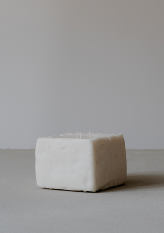 KLOTZ 4-Wick Candle in Crème by Oberflacht, part of the House of Nomad Stories selection, handmade in the Black Forest from beeswax with subtle variations in shape and texture.